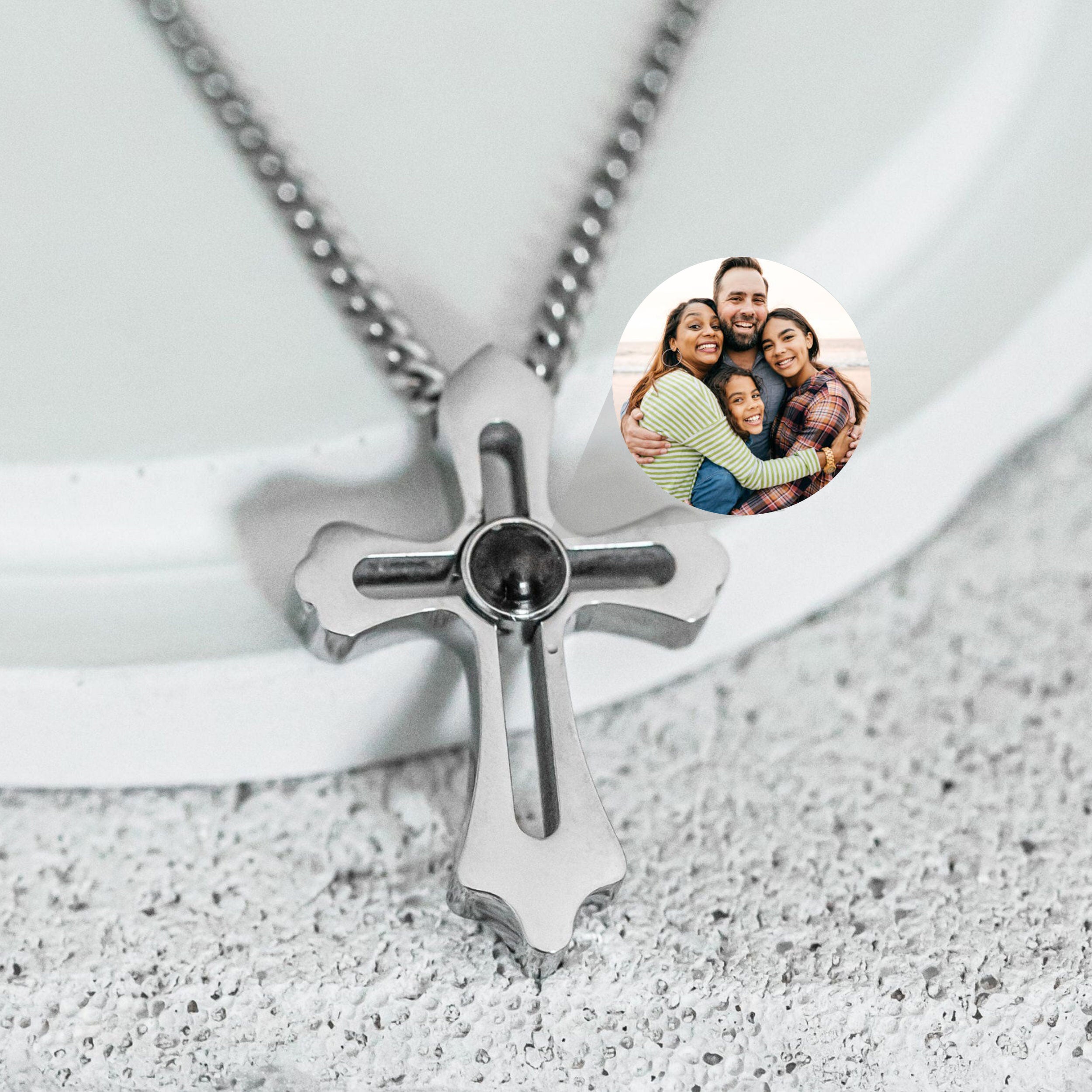 Custom Photo Projection Necklace Personalized Cross Jewelry