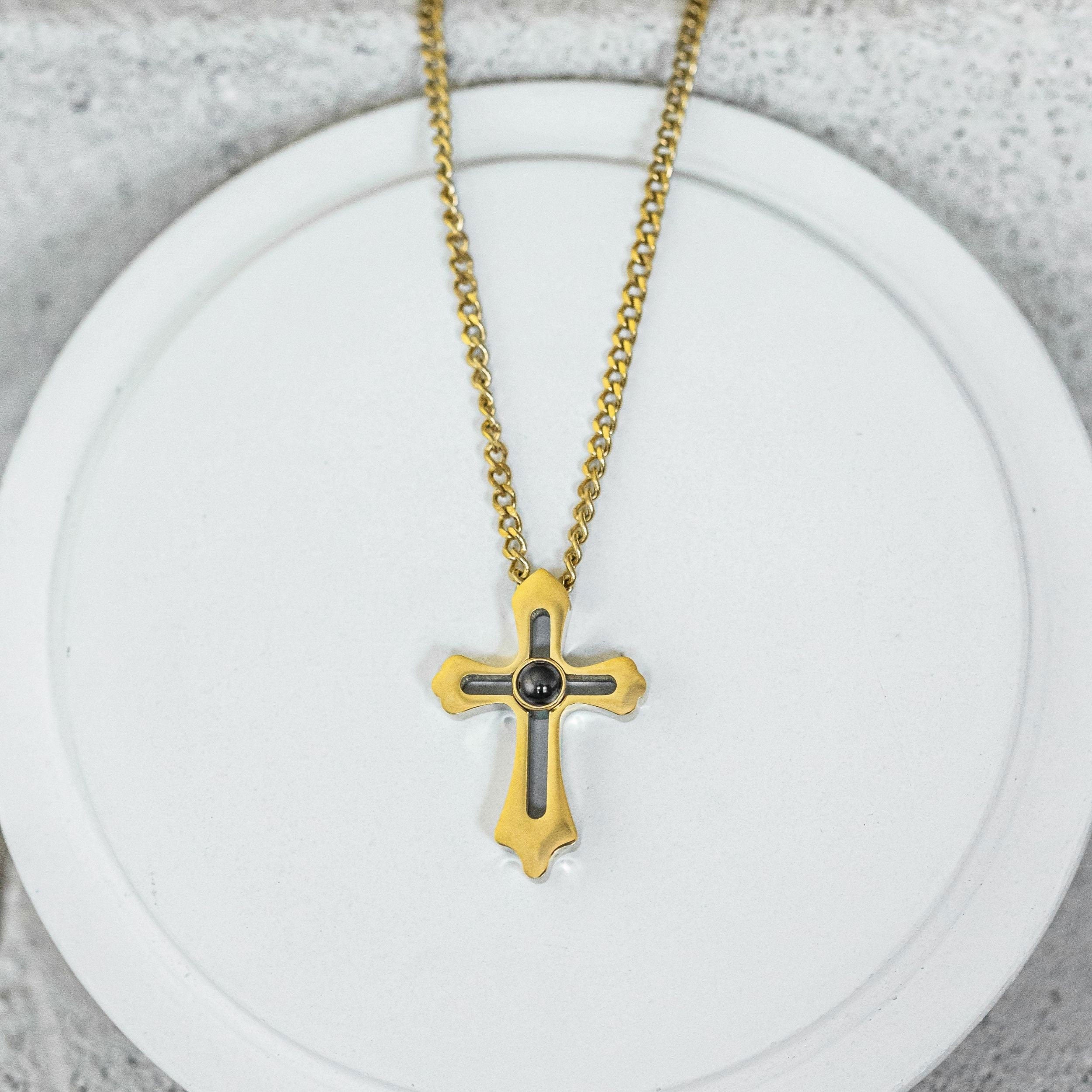 Custom Photo Projection Necklace Personalized Cross Jewelry