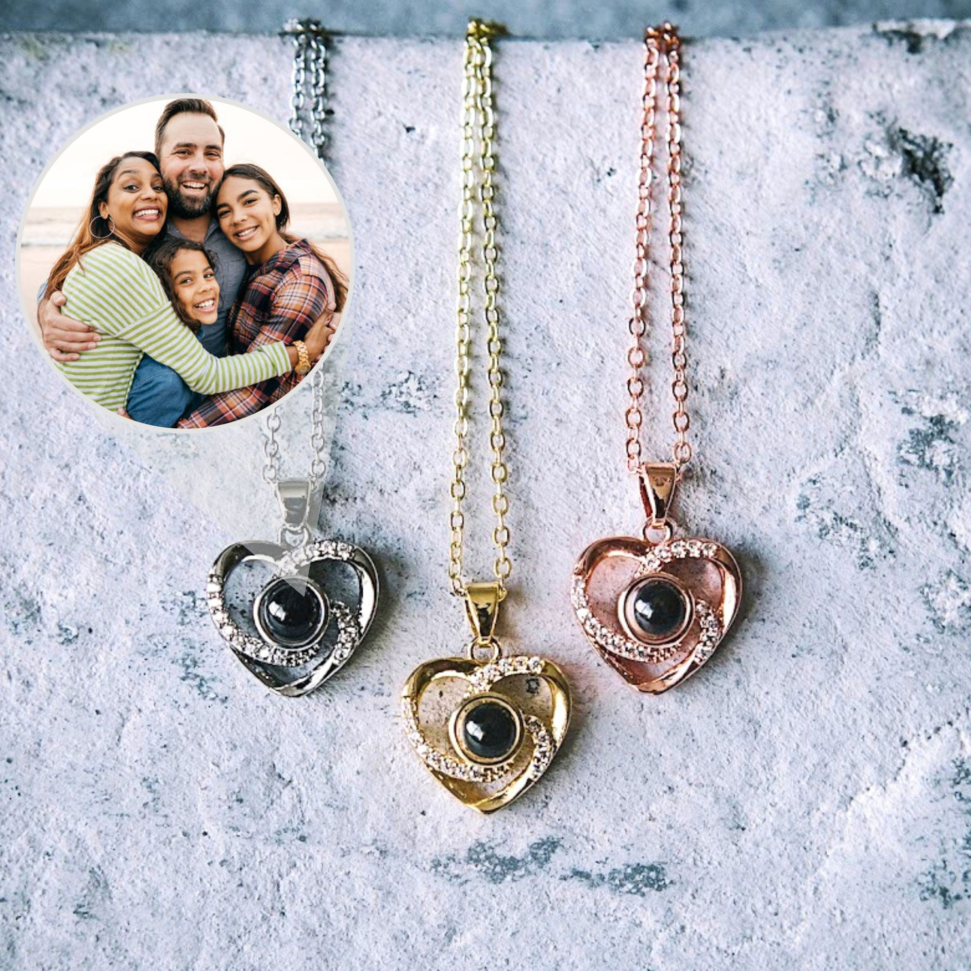 Custom Photo Projection Necklace, Personalized Memorial Picture Necklace