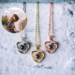 Custom Love Heart Photo Projection Necklace, gepersonaliseerde fotoketting voor geliefden