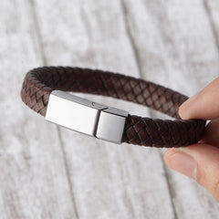 Custom Engraved Hidden Message Bracelet, Personalized Leather Cuff Bracelets