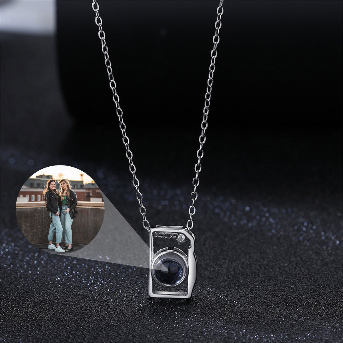 Custom Camera Projection Necklace, Personalized Memorial Photo Pendant Necklace