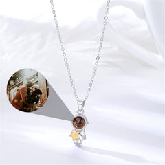 Personalized Astronaut Space Projection Necklace, Custom Memorial Photo Jewelry
