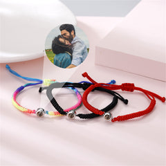 Multicolor Braided Rope Projection Bracelet, Customized Memorial Photo Wristband