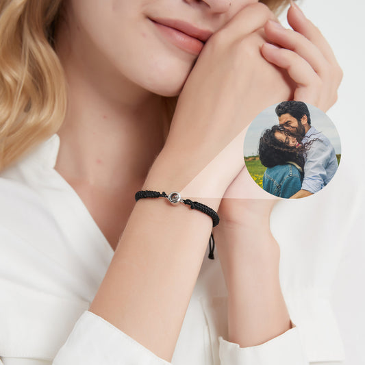 Pulsera de proyección de cuerda trenzada multicolor, pulsera personalizada con foto conmemorativa