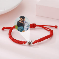 Multicolor Braided Rope Projection Bracelet, Customized Memorial Photo Wristband