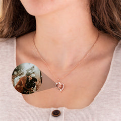 Personalized Romantic Heart Photo Projection Necklace, Custom Memorial Photo Jewelry