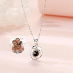 Personalized Rose Projection Necklace, Custom Memorial Photo Pendant Jewelry
