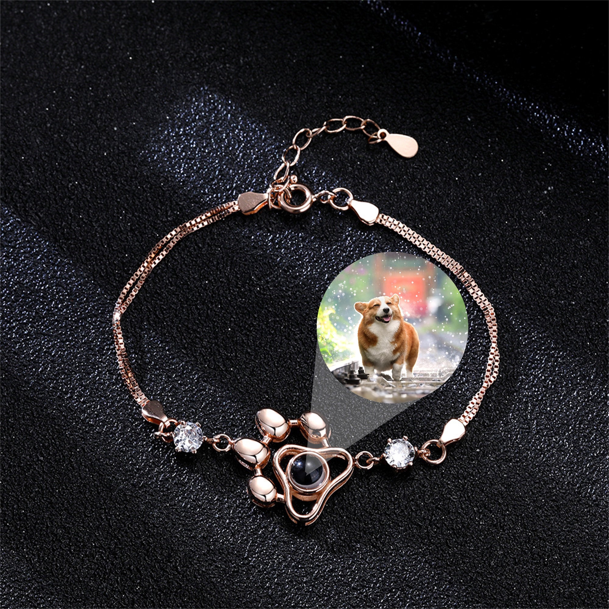 Bracciale personalizzato con proiezione di foto di zampa, braccialetto personalizzato con stampa di zampa di cane dell'animale domestico