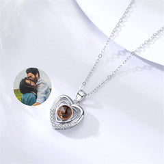 Personalized Heart Photo Projection Necklace, Custom Memorial Photo Pendant