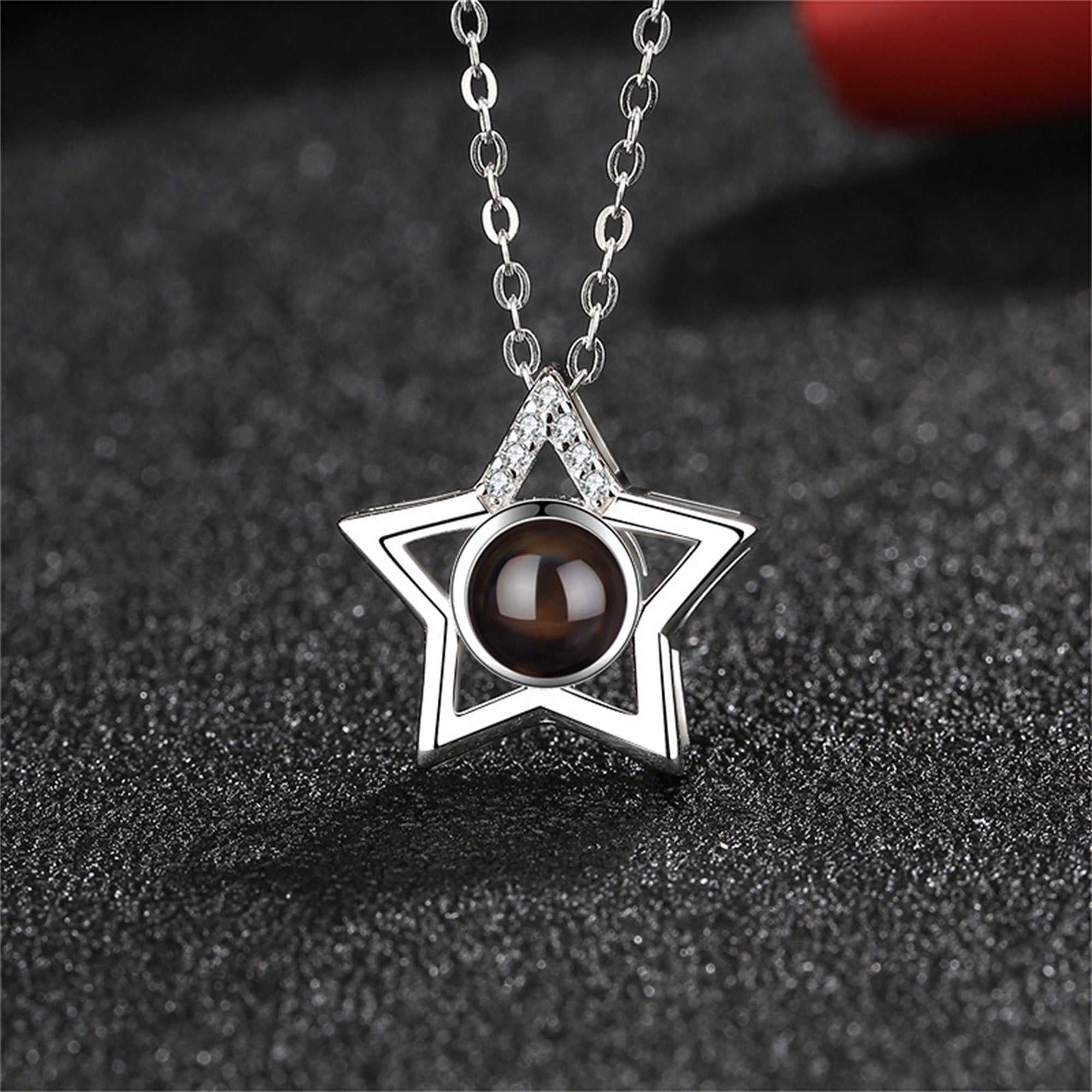 Personalized Star Photo Projection Necklace, Custom Picture Pendant Jewelry