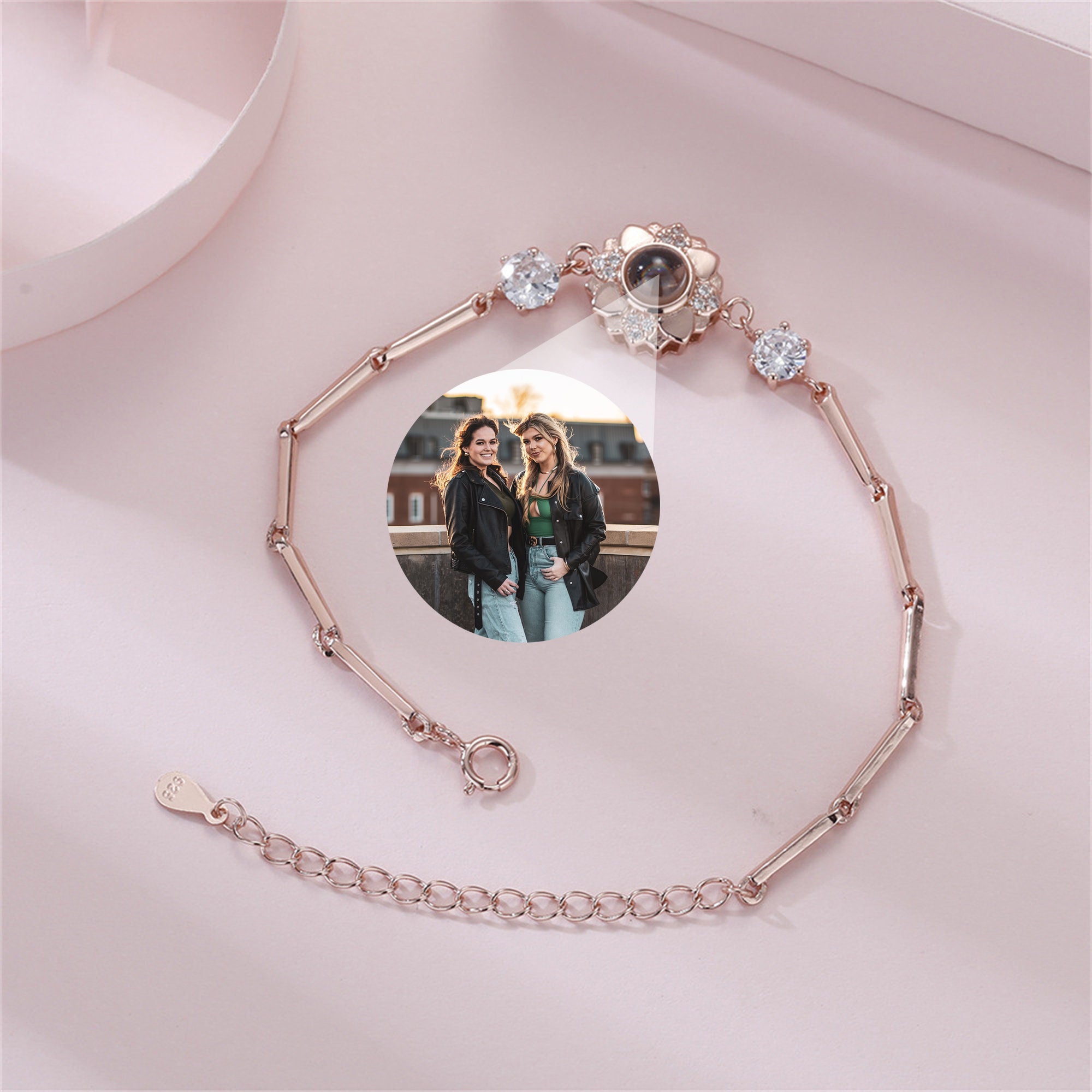 Heart Projection Bracelet, Custom Memorial Picture Jewelry, Personalized Photo Inside Bracelet