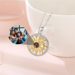 Personalized Sunflower Projection Necklace, Custom Memorial Picture Pendant
