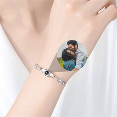 Hart foto projectie armband, gepersonaliseerde hoekvleugel armband