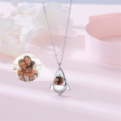 Rocket Projection Necklace, Custom Memorial Photo Pendant, Personalized Picture Inside Jewelry
