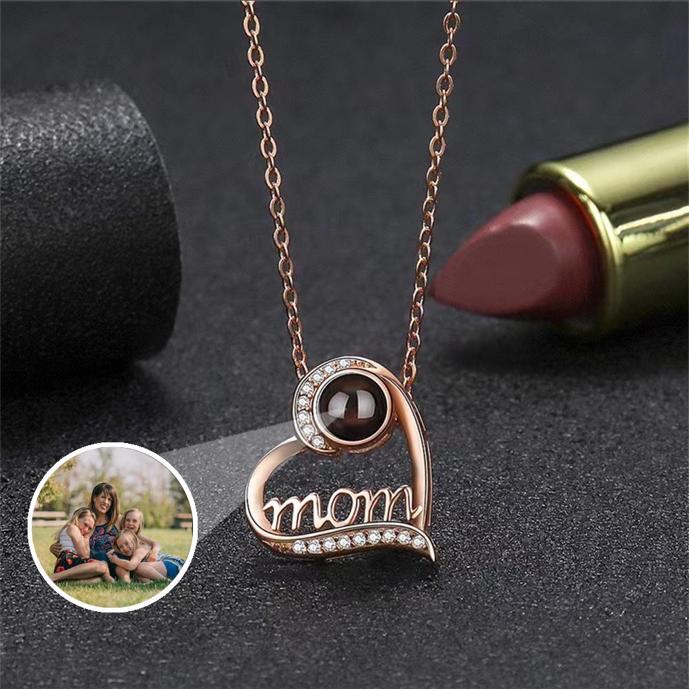 Personalized Picture Projection Necklace, Custom Memorial Photo Jewelry, Heart Necklace