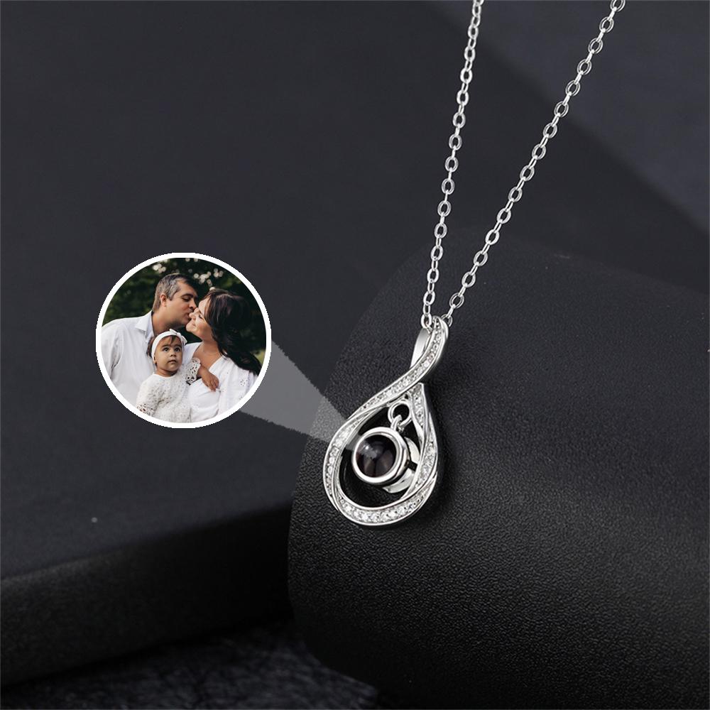 Custom Mobius Projection Photo Necklace, Personalized Picture Jewelry