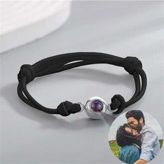 Custom Photo Projection Bracelet With Black Cord, Personalized Picture Bracelet