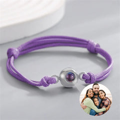 Bracelet With Purple Cord, Personalized Photo Projection Bracelet