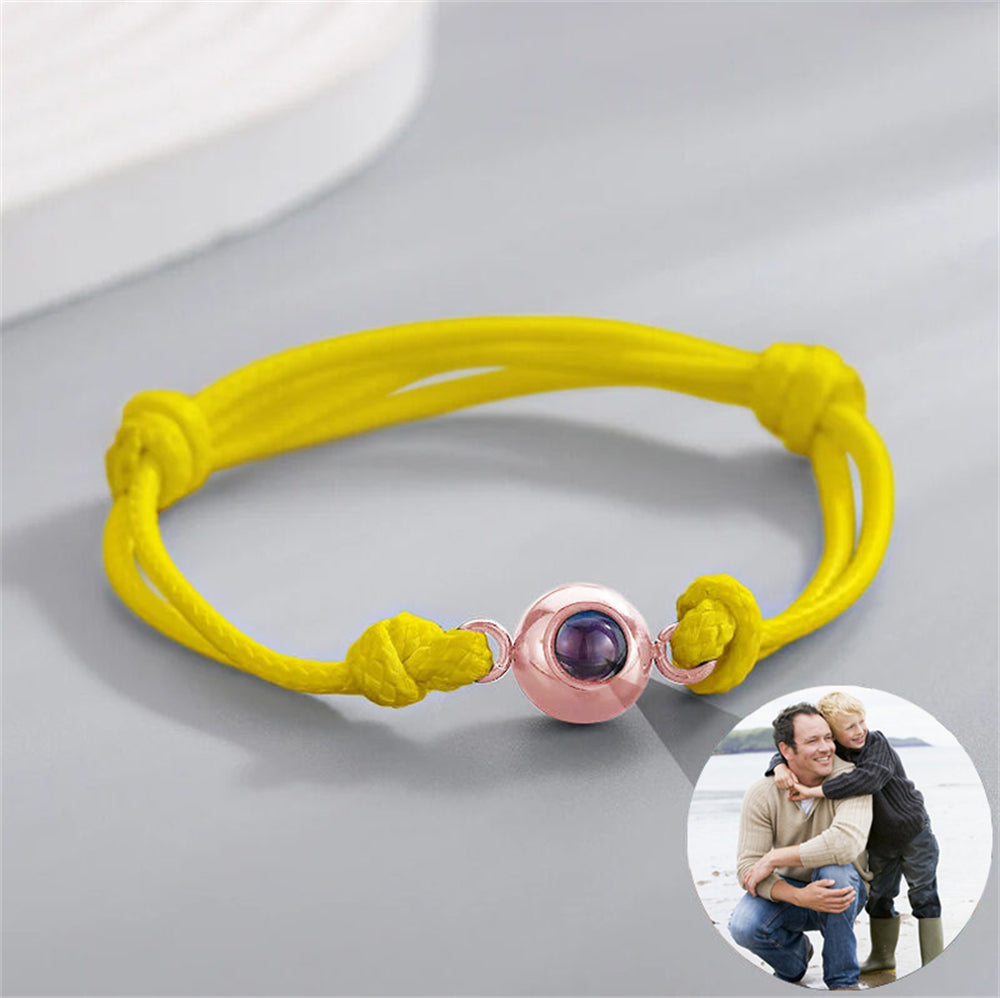 Custom Picture Projection Bracelet, Bracelet With Yellow Cord
