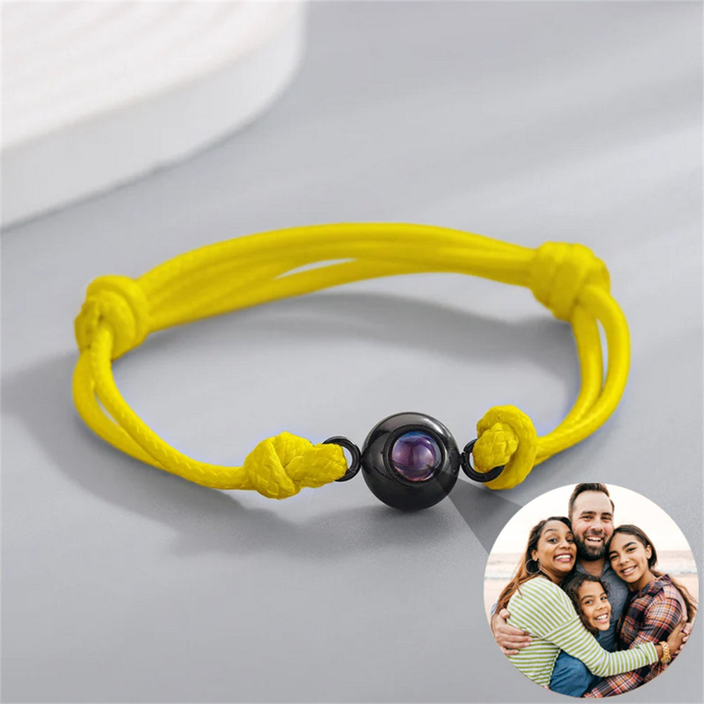 Custom Picture Projection Bracelet, Bracelet With Yellow Cord