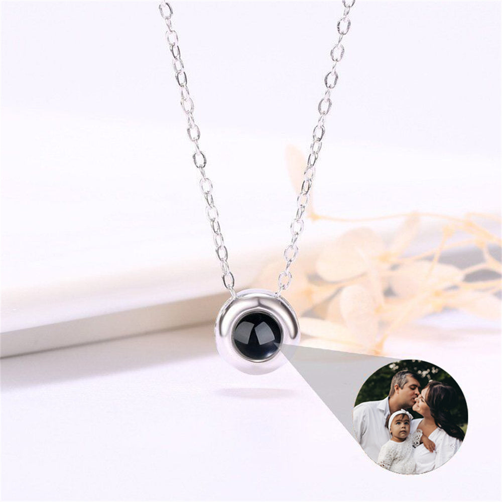 Personalized Photo Projection Necklace, I Love You Circle Shape Necklace