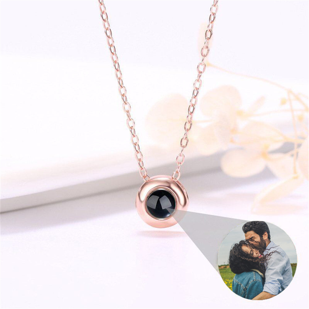 Personalized Photo Projection Necklace, I Love You Circle Shape Necklace