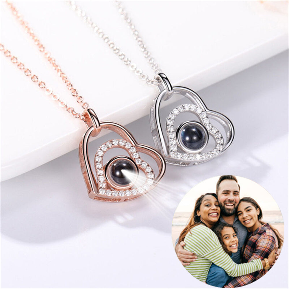 Custom Photo Projection Necklace, Personalized Warm Heart Necklace