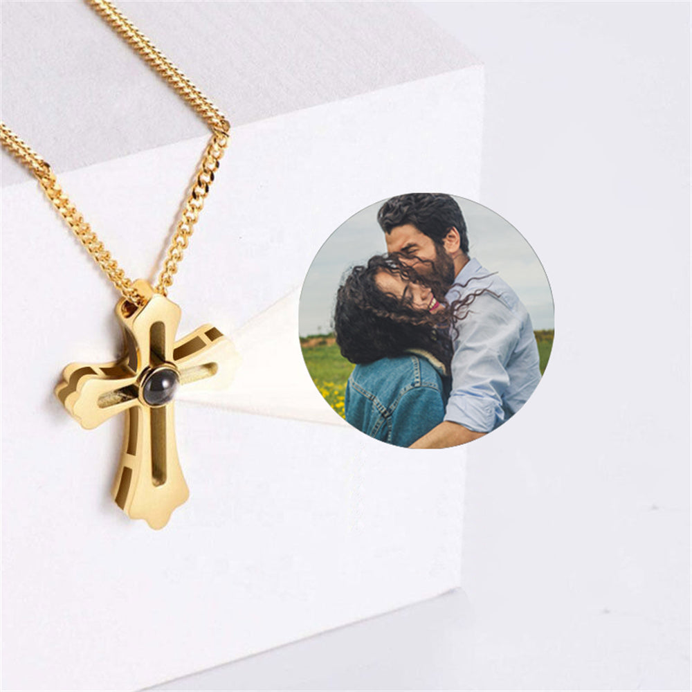 Personalized Projection Picture Necklace, Cross Shape Necklace
