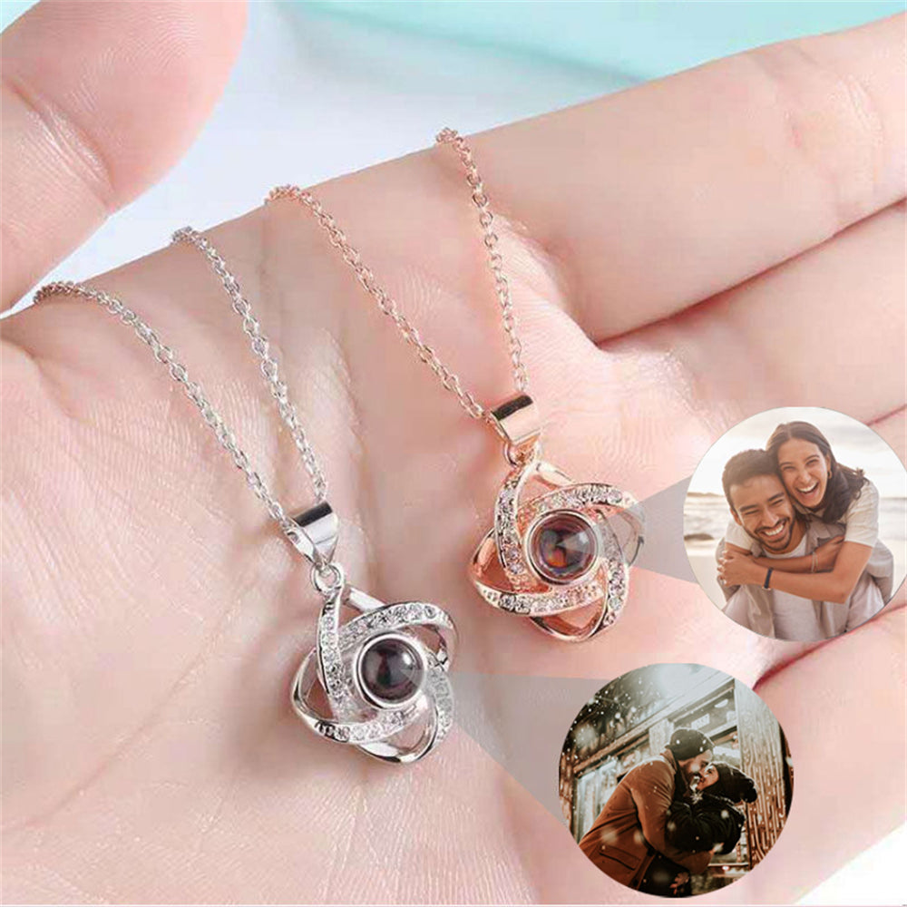 Personalized Photo Projection Necklace, Custom Memorial Picture Pendant