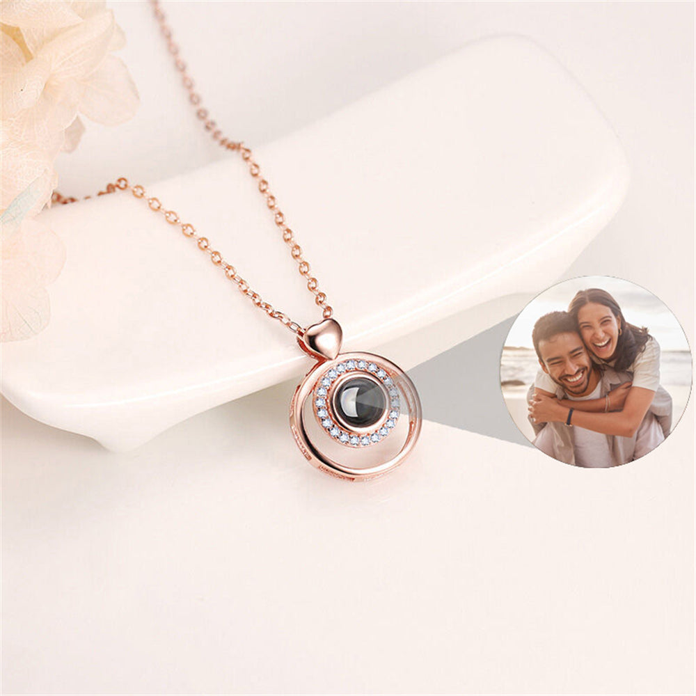 Custom Memorial Photo Pendant, Personalized Love Circle Necklace