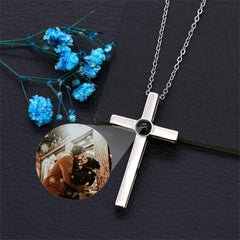 Custom Projection Photo Necklace, Cross Necklace