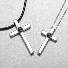 Custom Projection Photo Necklace, Cross Necklace