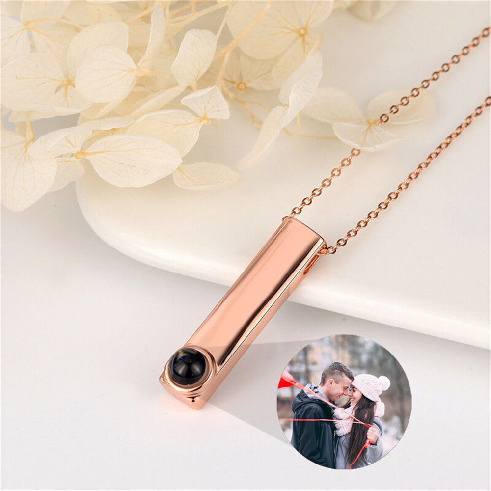 Personalized Projection Picture Necklace, Bar Photo Projection Necklace