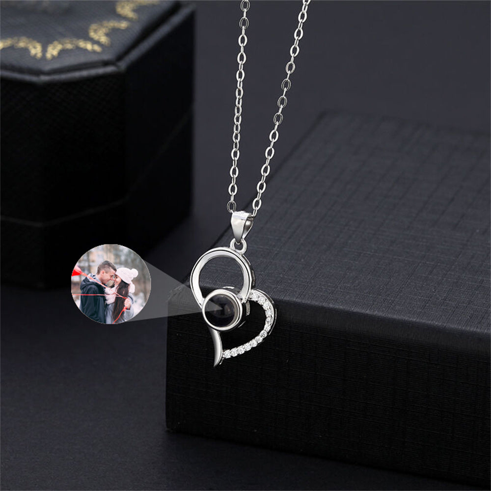 Custom Projection Photo Necklace, Heart Necklace