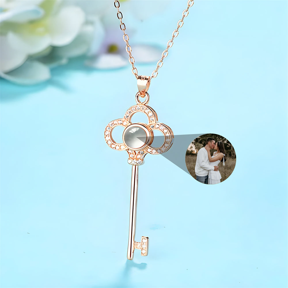 Personalized Photo Projection Necklace, Key Necklace