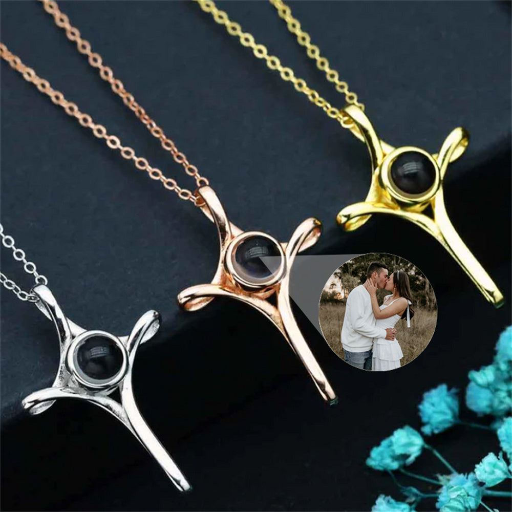 Personalized Mobius Cross Memorial Picture Projection Necklace