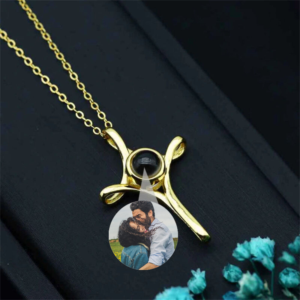 Personalized Mobius Cross Memorial Picture Projection Necklace