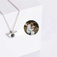 Custom Geometry Photo Projection Necklace, Personalise Picture Pendant