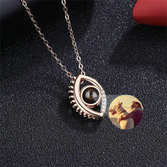 Personalized Picture Projection Necklace, Evil Eye Necklace with Diamonds