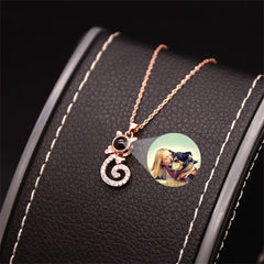 Custom Photo Projection Necklace, Cat Necklace with Diamonds