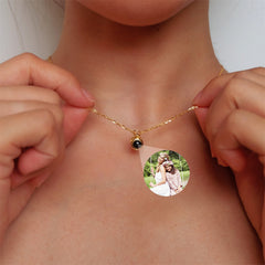 Collana con foto di proiezione personalizzata, collana commemorativa rotonda personalizzata