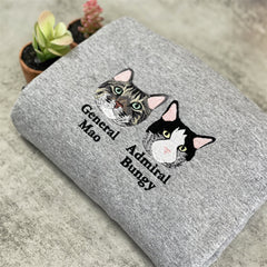 Personalized Pet Photo Embroidered Sweatshirt, Custom Pet Face and name Sweatshirt, Pet Cartoon Sweatshirt, Gift for Pet Lovers