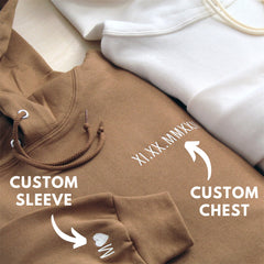 Custom Embroidered Roman Numeral Hoodie, Personalized Couples Gifts, Anniversary Gifts