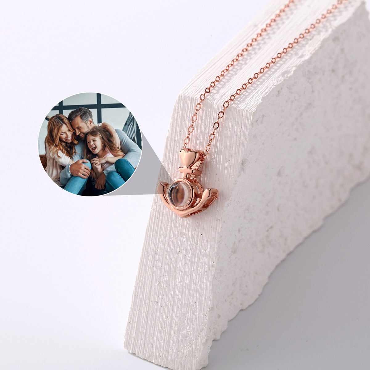 Personalized Anchor Photo Projection Necklace