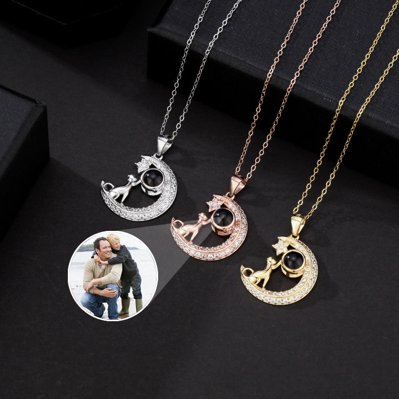 Personalized Moon And Stars Photo Projection Necklace