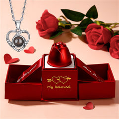 Projection Necklace with Luxury Red Rose Gift Box